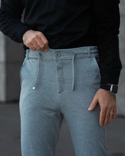 Jagger Erkek Pantolon Beli Lastikli Duble Paça Likrali Jogger Erkek Kumaş Pantolon