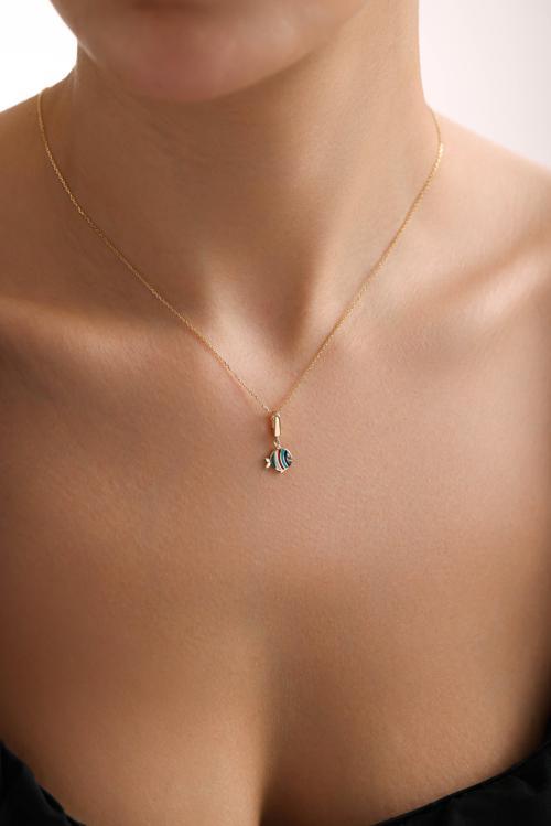 Mineli Roundy Mix Balık Kilitli Charm Kolye Ucu