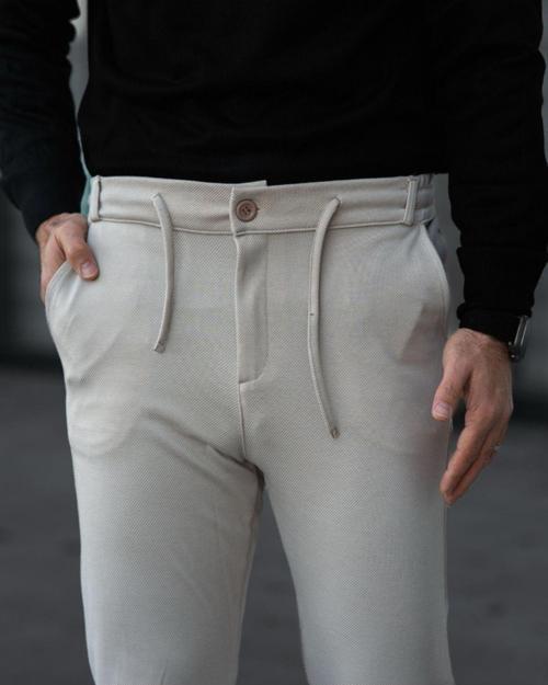 Jagger Erkek Pantolon Beli Lastikli Duble Paça Likrali Jogger Erkek Kumaş Pantolon