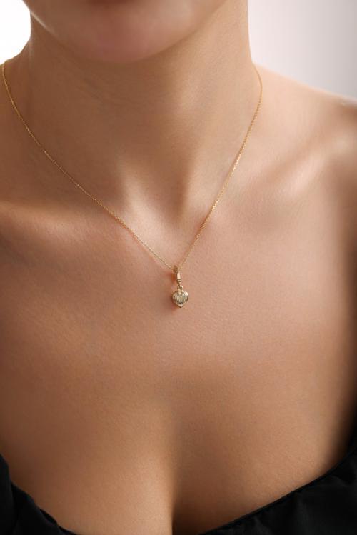 Minio Kalp Oval Kilitli Charm Kolye Ucu