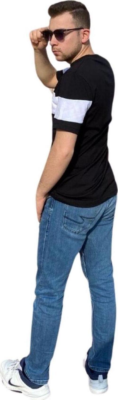 Tişört Bisiklet Yaka Parçalı Desen Detaylı Regular Fit Tshirt Erkek T-Shirt