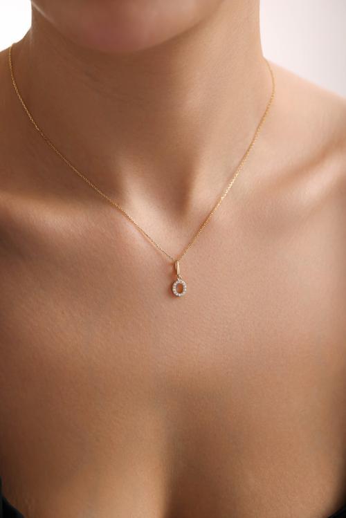 Taşlı O Harf Kilitli Charm Kolye Ucu