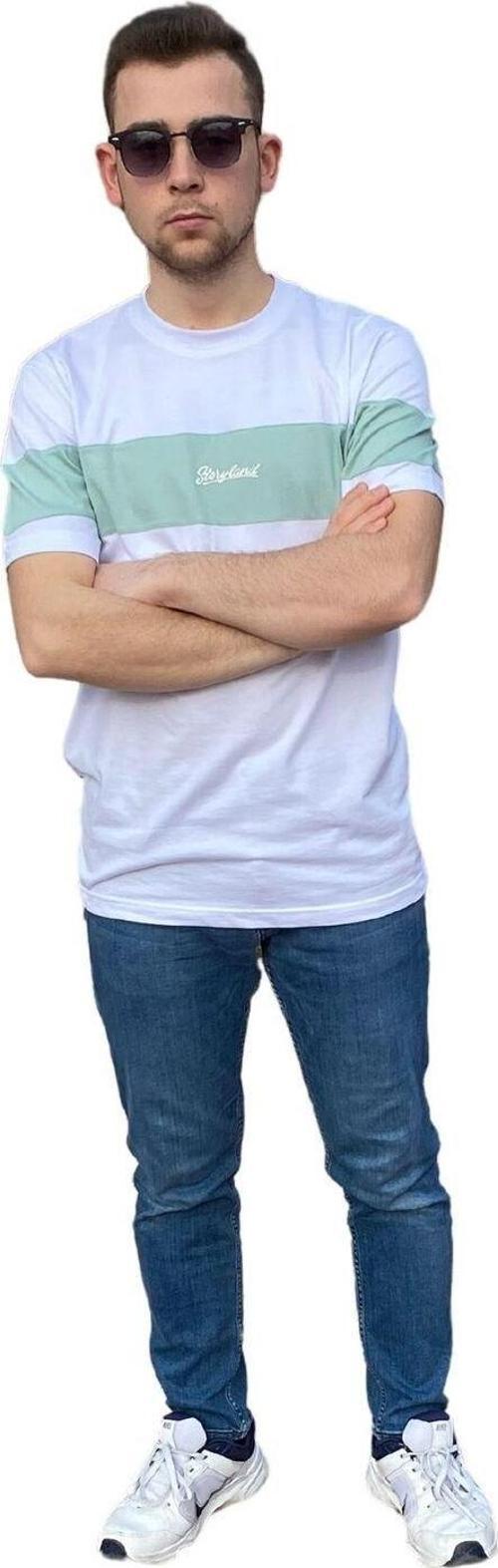 Tişört Bisiklet Yaka Parçalı Desen Detaylı Regular Fit Tshirt Erkek T-Shirt