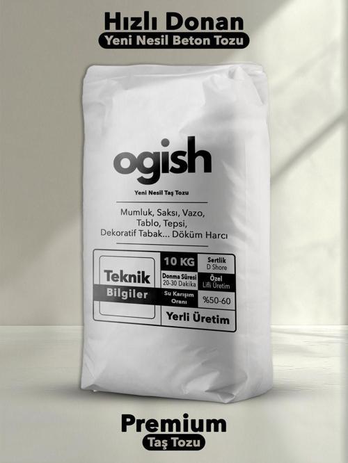 Premium Taş Tozu - Hızlı Donan Profesyonel Taş Tozu - Mumluk & Vazo Döküm Beton Harcı 10 Kg