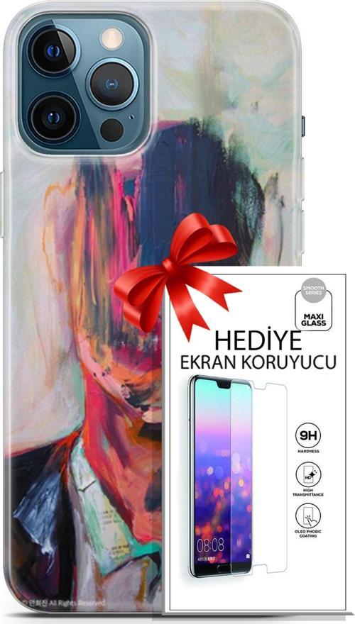 Apple İphone 12 Pro Max Kılıf Orijinal Seri Soul 22 Acivert Pembe Kap + Ekran Koruyucu