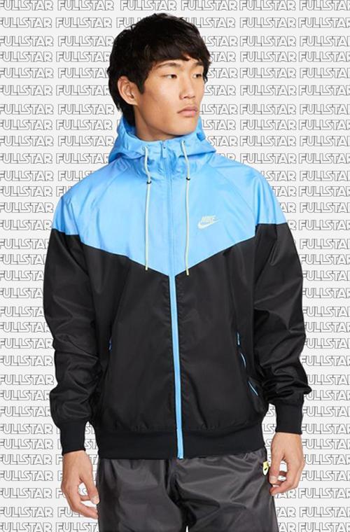 Windrunner Full Zip Jacket Kapüşonlu Erkek Ceket Rüzgarlık Siyah Mavi