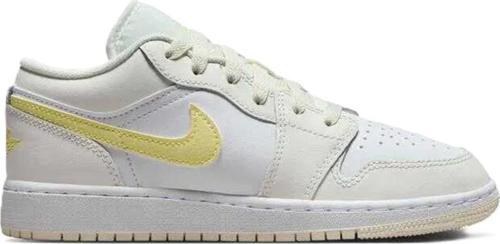 Air Jordan 1 Low(GS) Leather Sneaker Hakiki Deri Beyaz Sarı Swoosh Spor Ayakkabı