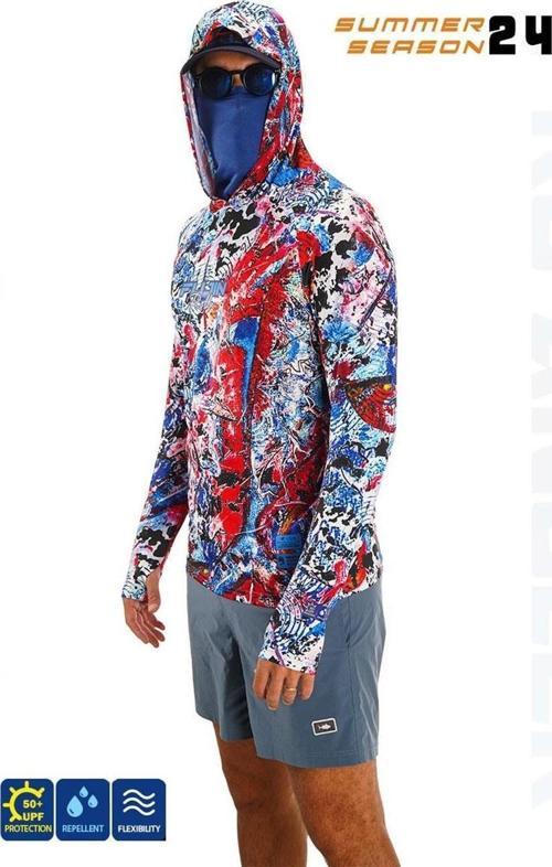 Pro Angler S24 Buff & Hoodie Makai Blue Red S
