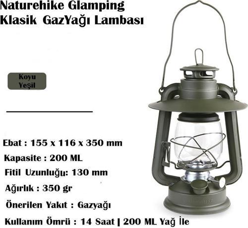 Glamping Klasik GazYağı Lambası KOYU YEŞİL