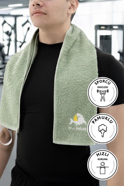 Sporcu Antrenman Havlusu Gym Fitness Plates Boks Tenis Spor Havlusu 105x30 Cm - Yeşil