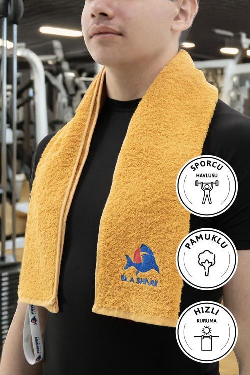 Sporcu Antrenman Havlusu Gym Fitness Plates Boks Tenis Spor Havlusu 105x30 Cm - Sarı