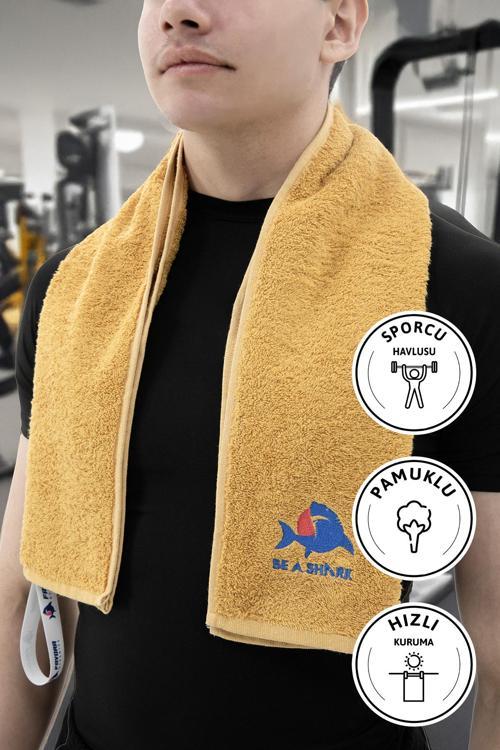 Sporcu Antrenman Havlusu Gym Fitness Plates Boks Tenis Spor Havlusu 105x30 Cm - Hardal