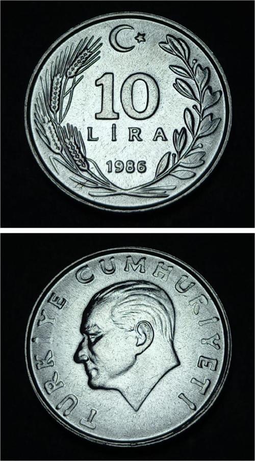 Escoines Koleksiyon 399636751c8c4bf5f3 1986 Alüminyum 10Lira ÇİL+ eski madeni para