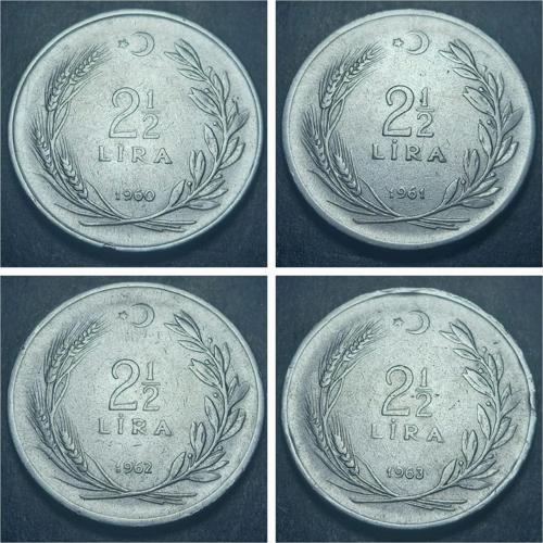 Escoines Koleksiyon 39963679f93fd9c82b 1960/61/62/63/64/65/66/67/68/69 2½Lira takım ÇT/ÇÇT 10'lot