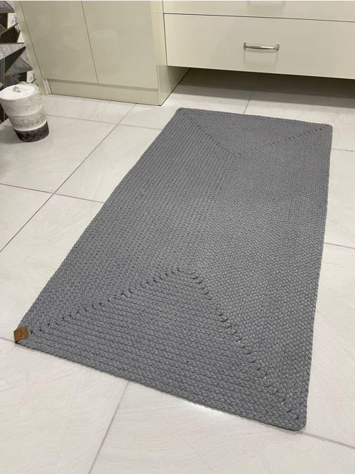 Petek Hasır Jut Açık Gri Örgü Halı & Kilim