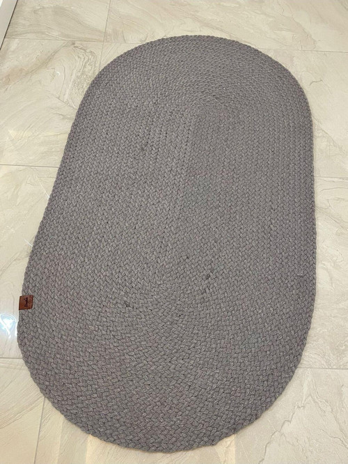 Petek Hasır Açık Gri Örgü Halı & Kilim