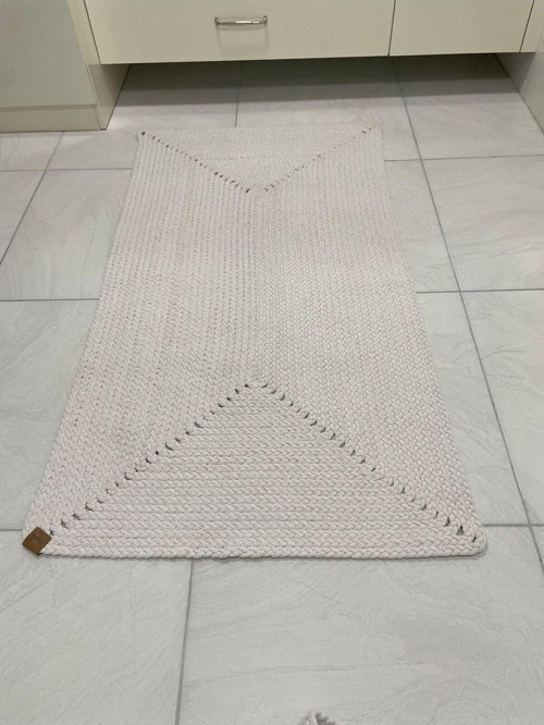 Petek Hasır Jut Ekru Örgü Halı & Kilim