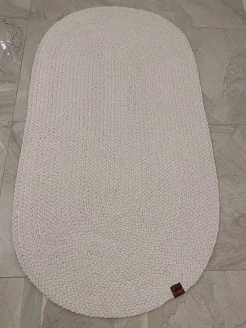 Petek Hasır Jut Ekru Örgü Halı & Kilim