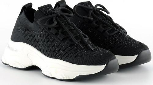 Siyah Örgü Dokuma Taş Detaylı Bağcıklı Slip-on Sneaker