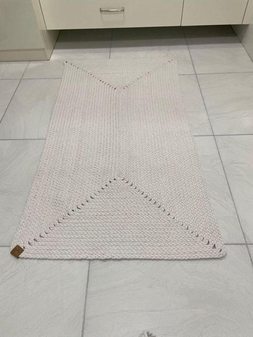 Petek Hasır Jut Ekru Örgü Halı & Kilim