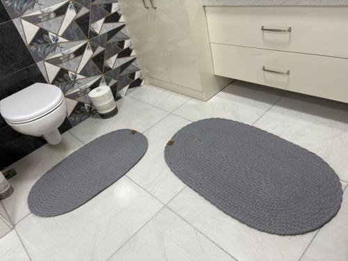Büyük Boy Petek Hasır Pamuklu İkili Banyo Halısı