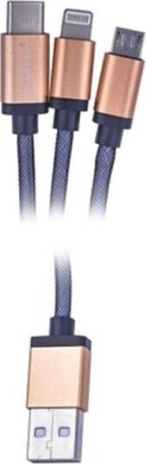 Earldom 2 adet Micro USB + 1 adet Lightning Şarj Kablosu 1.2 M Altın