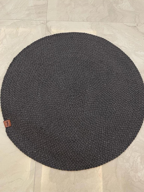 Petek Hasır Jut Antrasit Örgü Halı & Kilim