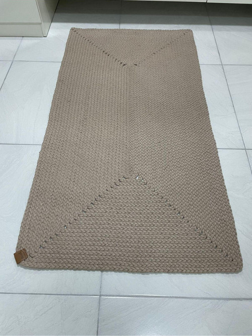 Petek Hasır Jut Bej Örgü Halı & Kilim