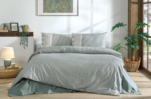 NATURAL LİNE ÇİFT KİŞİLİK NEVRESİM TAKIMI YEŞİL