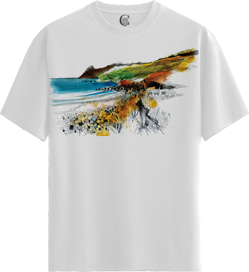 Coastal Vibes - %100 Pamuklu Erkek Beyaz Tişört - Premium Quality