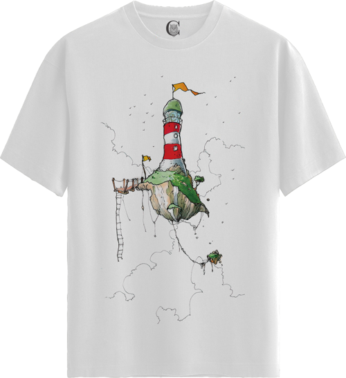 Floating Lighthouse - %100 Pamuklu Kadın Beyaz Tişört - Premium Quality