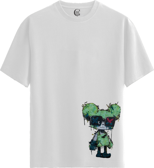 Graffiti Bear - %100 Pamuklu Erkek Beyaz Tişört - Premium Quality