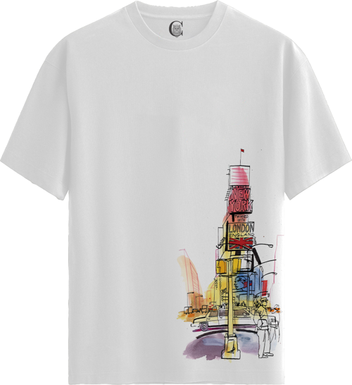 NYC London - %100 Pamuklu Erkek Beyaz Tişört - Premium Quality