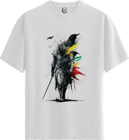 Raven Knight - %100 Pamuklu Erkek Beyaz Tişört - Premium Quality