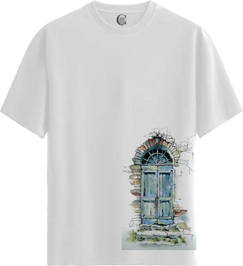 Stone Door - %100 Pamuklu Erkek Beyaz Tişört - Premium Quality