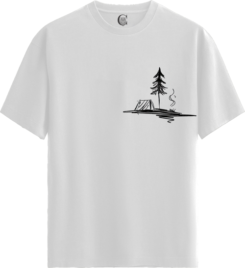 Campfire Night - %100 Pamuklu Erkek Beyaz Tişört - Premium Quality