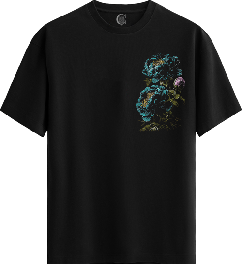 Blue Charm - %100 Pamuklu Kadın Siyah Tişört - Premium Quality