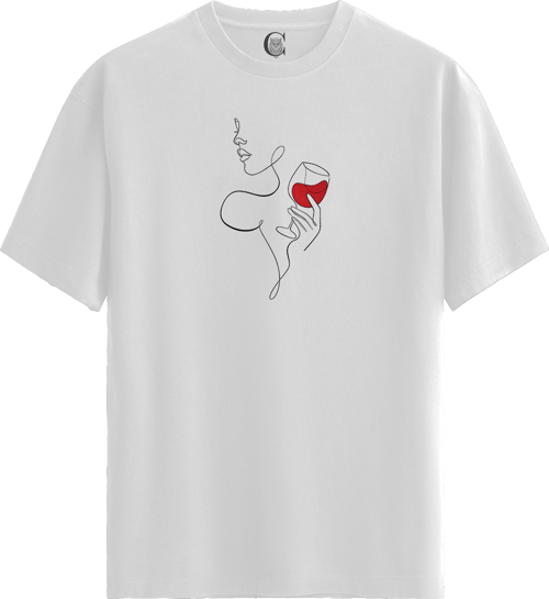 Elegant Sip - %100 Pamuklu Kadın Beyaz Tişört - Premium Quality