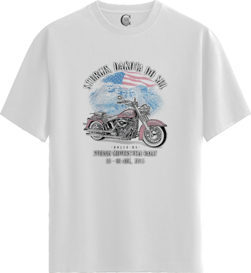 Sturgis Moto - %100 Pamuklu Kadın Beyaz Tişört - Premium Quality