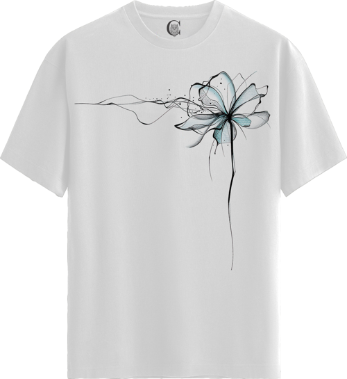 Ethereal Bloom - %100 Pamuklu Kadın Beyaz Tişört - Premium Quality