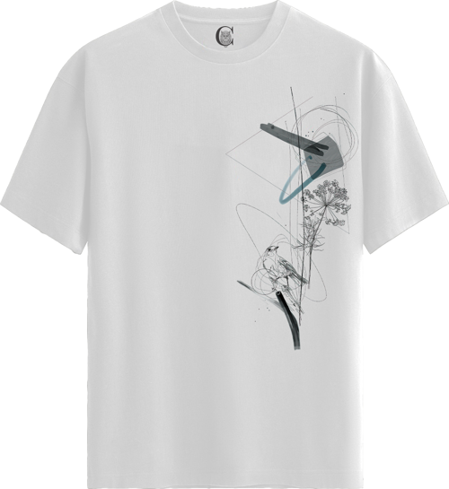 Flora Mecha - %100 Pamuklu Kadın Beyaz Tişört - Premium Quality