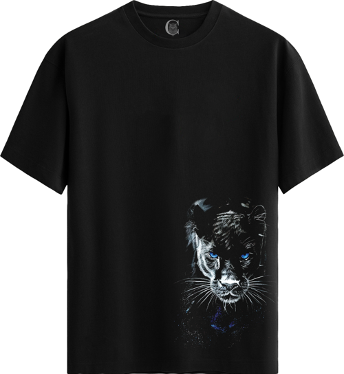 Panther Glow %100 Pamuklu Kadın Siyah Tişört - Premium Quality