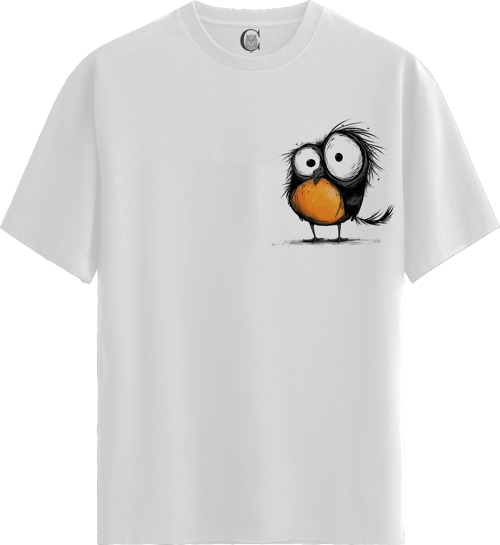 Quirky Owl - %100 Pamuklu Erkek Beyaz Tişört - Premium Quality