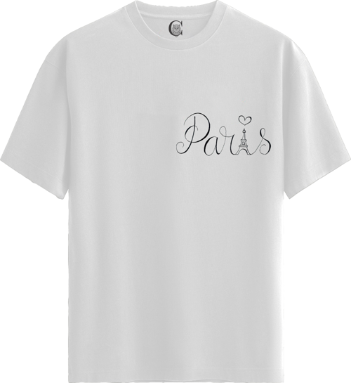 Paris Love - %100 Pamuklu Erkek Beyaz Tişört - Premium Quality