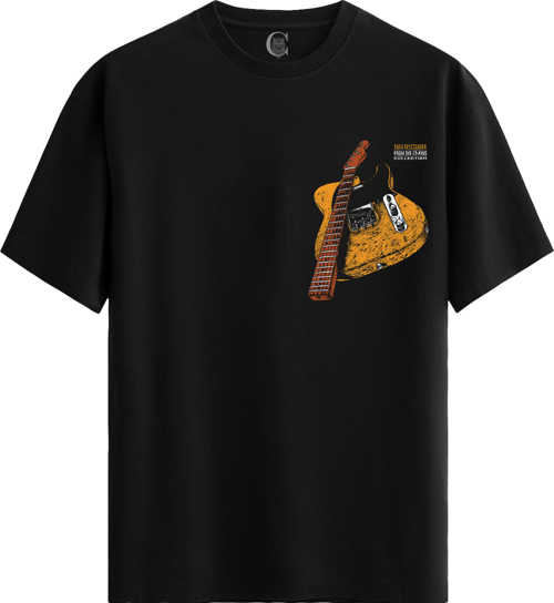 Telecaster '54 %100 Pamuklu Kadın Siyah Tişört - Premium Quality