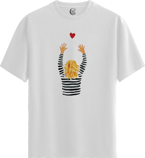Heart Reach - %100 Pamuklu Kadın Beyaz Tişört - Premium Quality