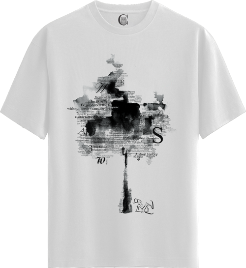 Ink Text Tree - %100 Pamuklu Kadın Beyaz Tişört - Premium Quality