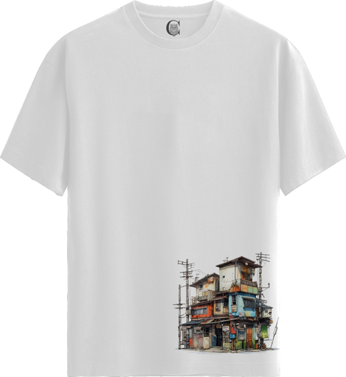 Urban Patchwork - %100 Pamuklu Kadın Beyaz Tişört - Premium Quality