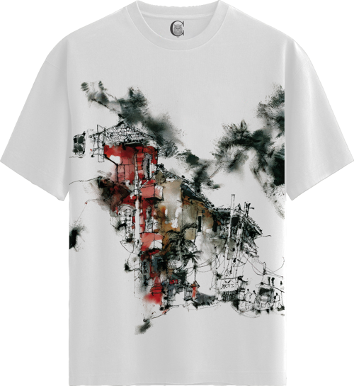 Ruined City - %100 Pamuklu Kadın Beyaz Tişört - Premium Quality