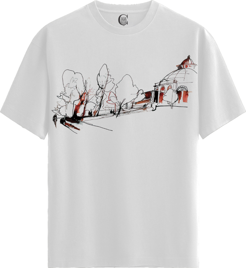 Park Pavilion - %100 Pamuklu Kadın Beyaz Tişört - Premium Quality